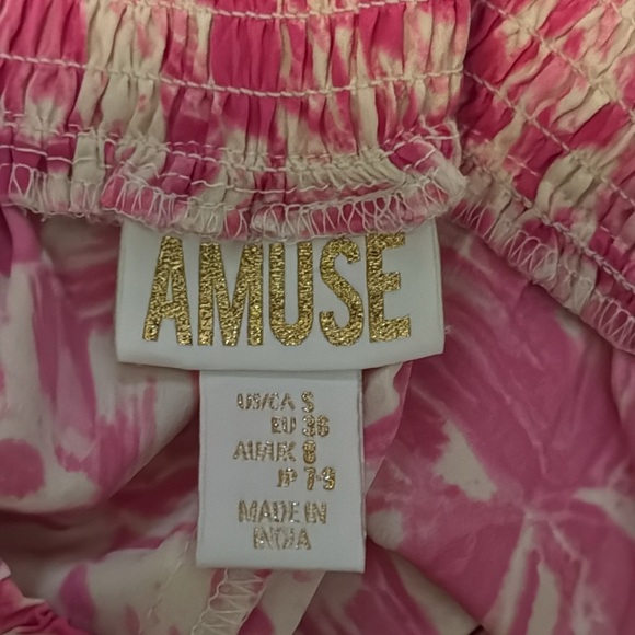 Amuse Tropical Print Pants Hot Pink Size Small - Picture 8 of 9